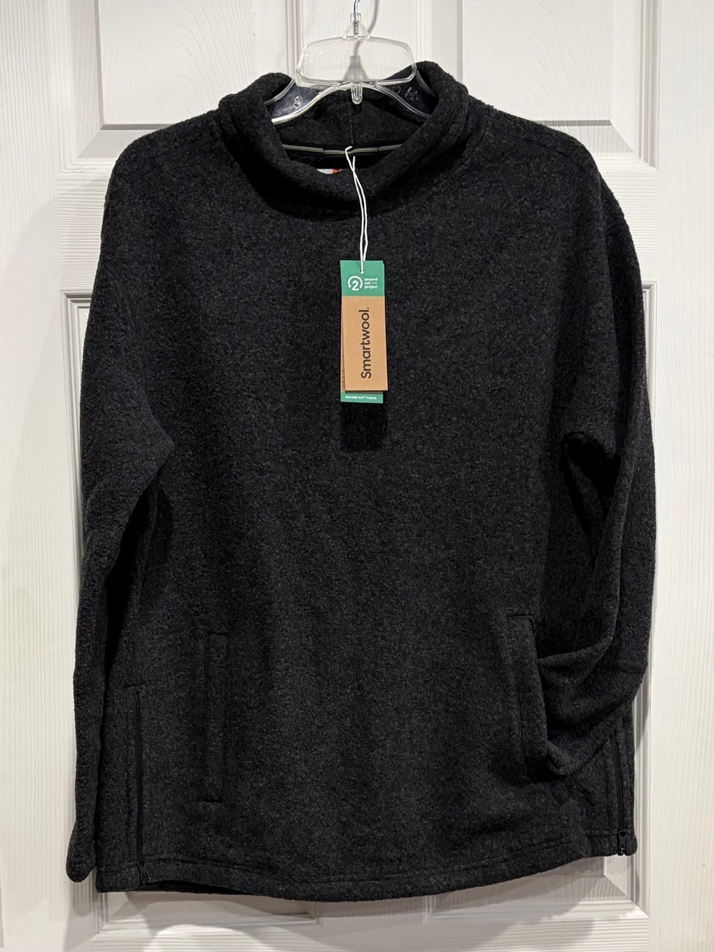 SmartWool Women's Medium Second Cut Fleece Sweater Charcoal Grey NWT Wool Blend